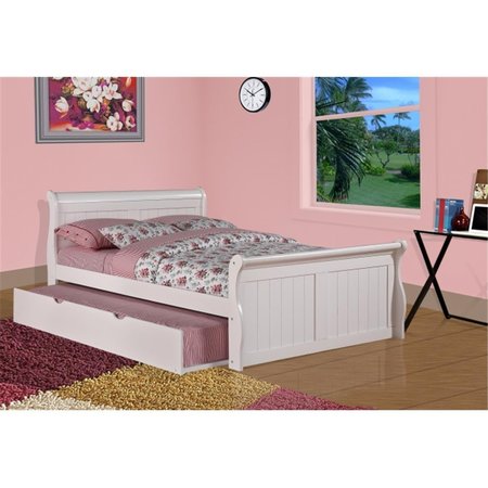 FIXTURESFIRST Full Sleigh Bed with Twin Trundle Bed - White FI27670
